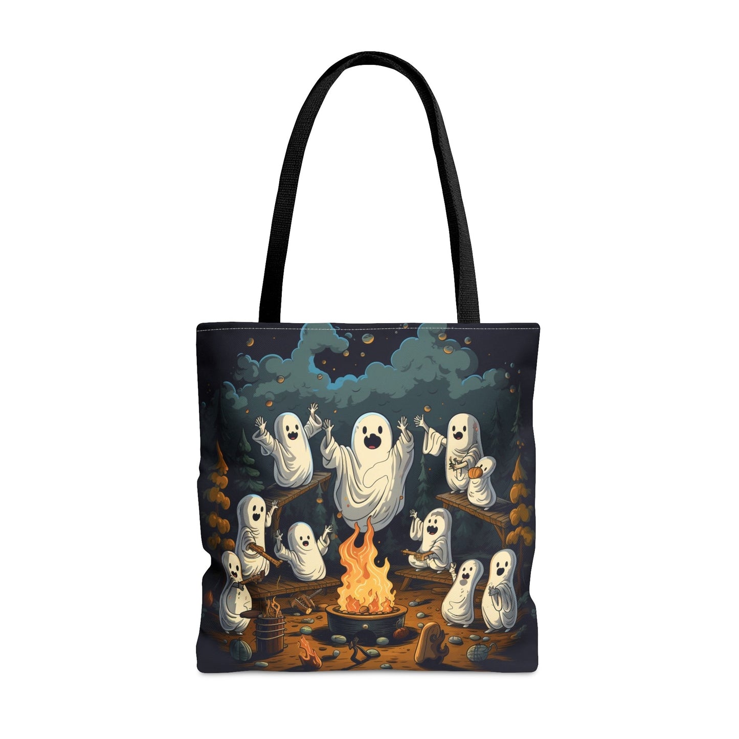 Ghost Campfire, Halloween Tote Bag, Halloween Tote, Halloween Tote Bags, Tote bag Mockup Halloween, Tote Bags Halloween, Scary Tote Bag