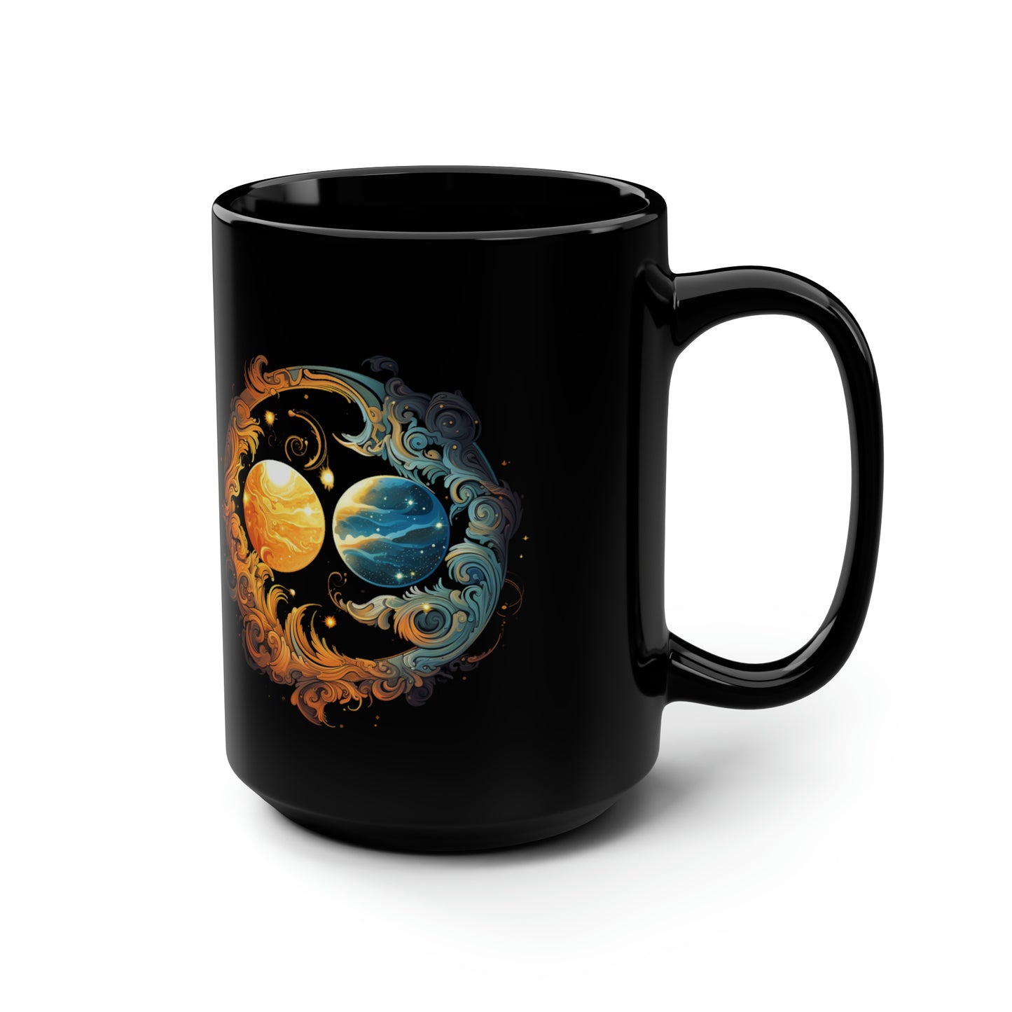 Sun and Moon Marriage Eclipse Celestial Theme, Celestial Wedding 15 oz Mug, Sun and Moon Unite for Solar Eclipse