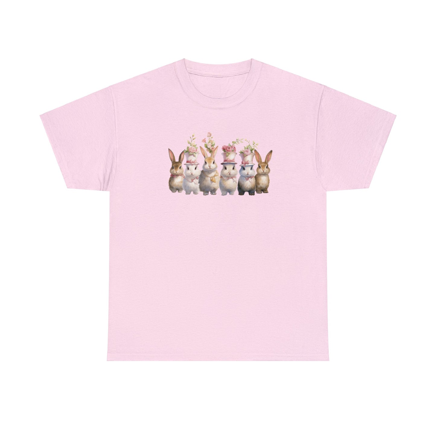 Vintage Floral Vibes: Adorable Easter Bunnies T-shirt for a Stylish and Playful Season, Unisex Easter Heavy Cotton Tee