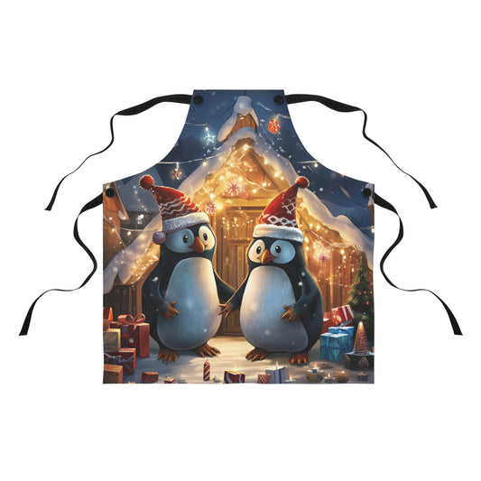 Penguin Party Apron, Cookie Making Crew Apron, Christmas Apron, Christmas Lights Apron, Cookie Apron, Christmas Gift, Christmas cookie apron