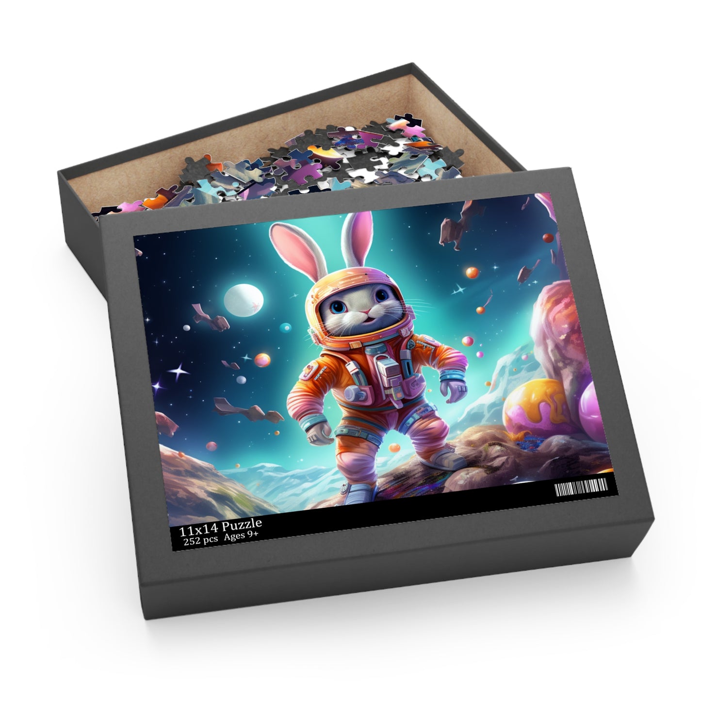 Easter In Space Puzzle, Easter Eggs Bunny Jigsaw Puzzle (120, 252, 500-Piece) Family Puzzles, Puzzles for Kids, Easter Gifts, Easter Decor