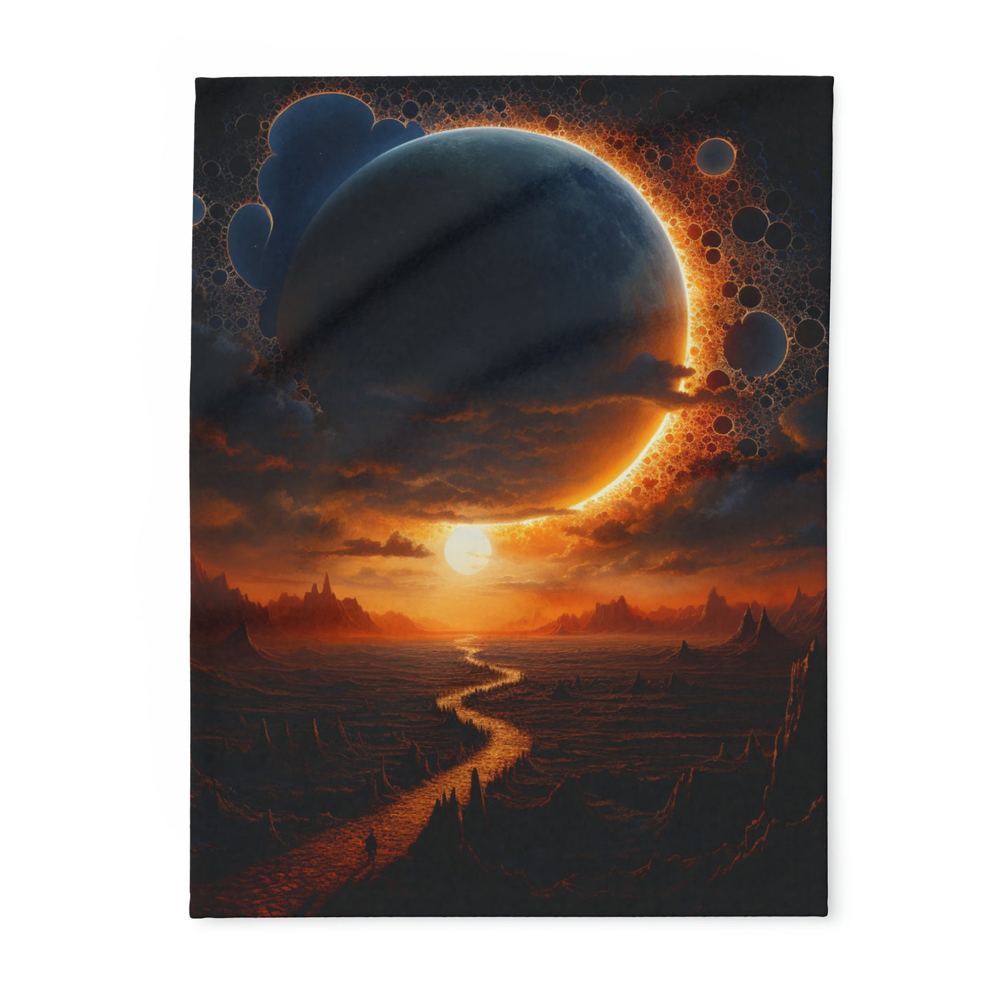 Stellar Eclipse Fleece Blanket: Explore the Galaxy with the Sun and Moon as Your Guide, Artic Fleece Blanket