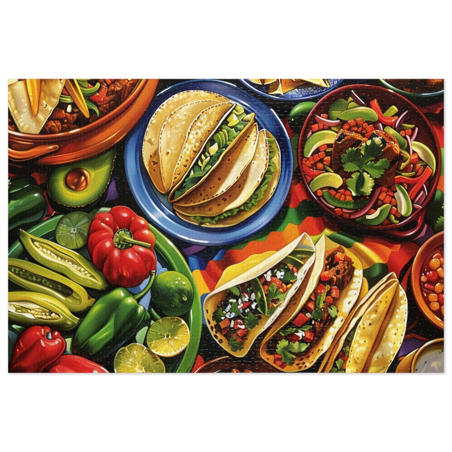 Celebrate with a Fun Mexican Food Spread Puzzle - Great for Fiesta Parties! (30, 110, 252, 500,1000-Piece)Delicious Mexican Food Spread