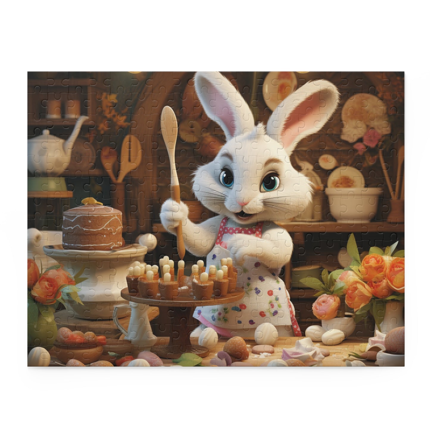 Ms. Easter Bunny Cooking Puzzle, Easter Bunny Jigsaw Puzzle (120, 252, 500-Piece) Family Puzzles, Kids Puzzle, Easter Gifts, Easter Decor