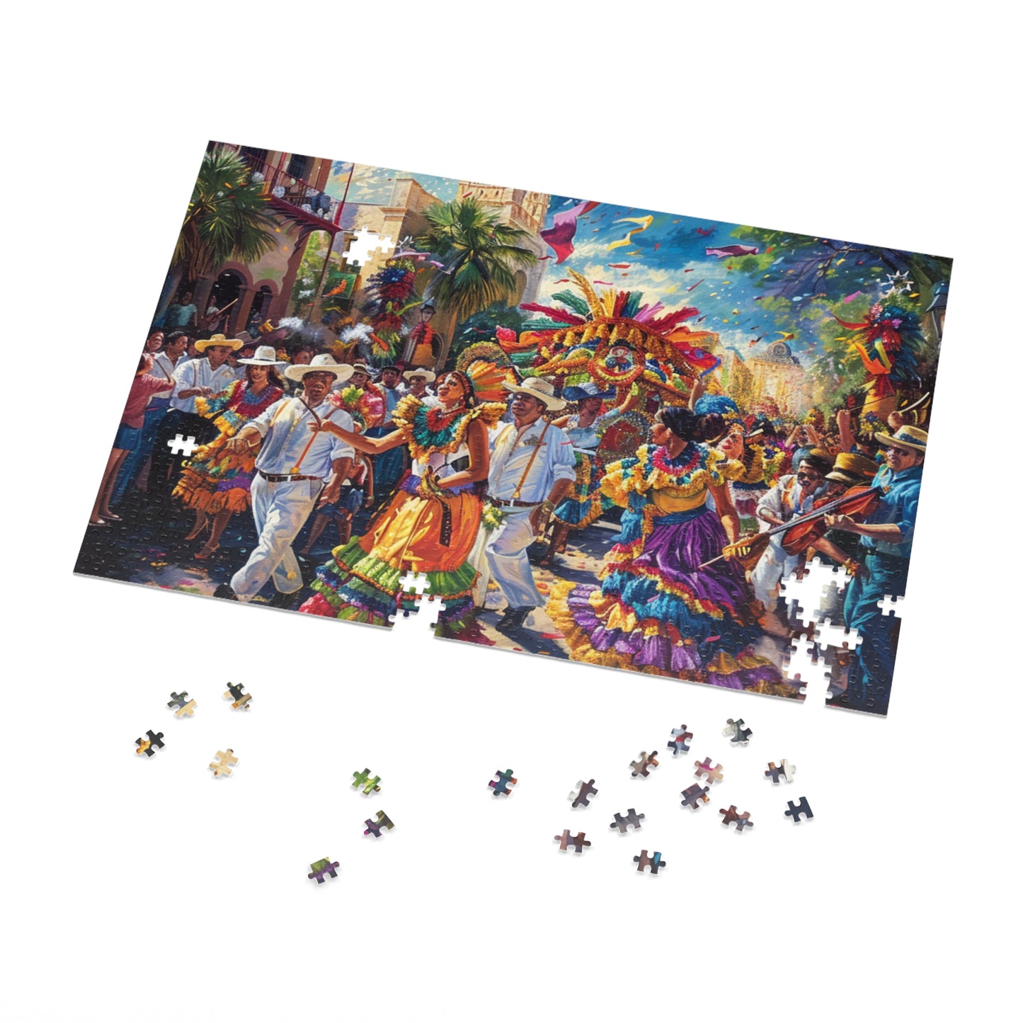 Vibrant Day of the Dead Puzzle - Festive Parade Scene for Mindful Relaxation (30, 110, 252, 500,1000-Piece),Fiesta Parade Puzzle for Family