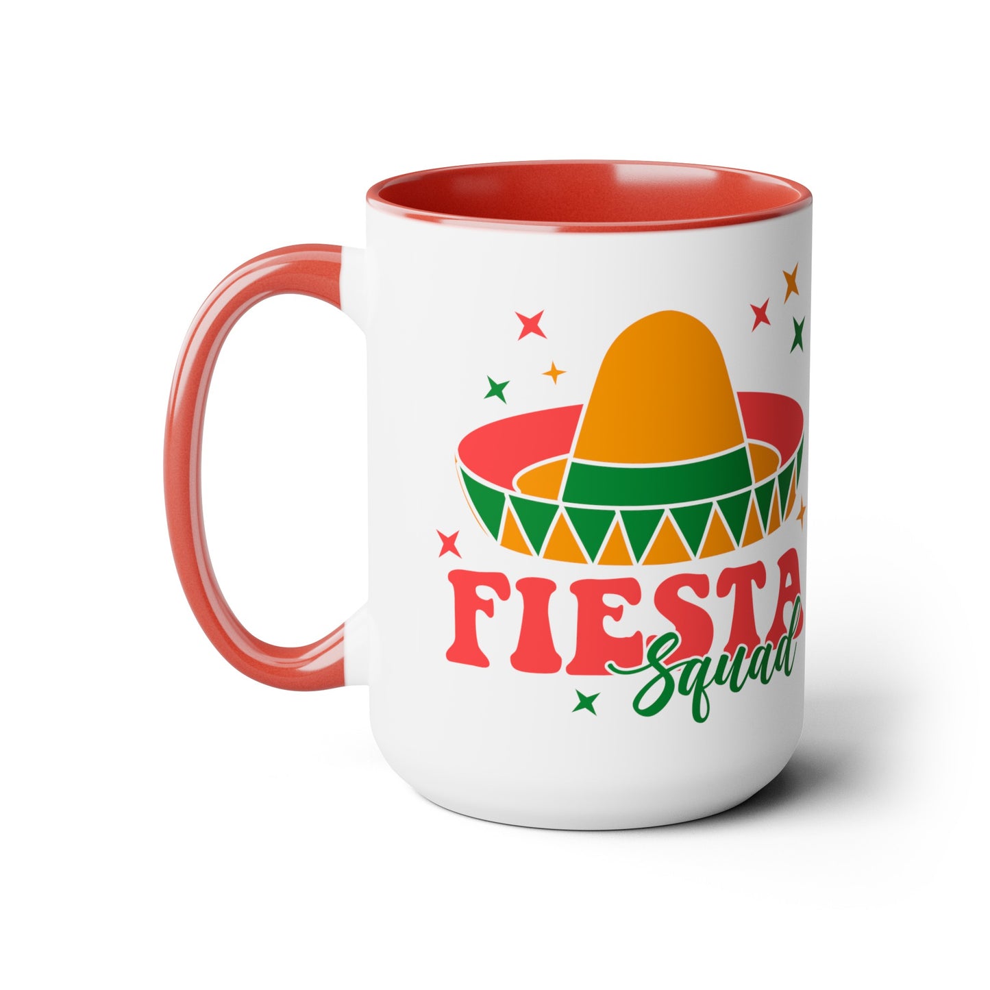 Fiesta Squad Must-Have: Vibrant 15 oz Mug for Festive Gatherings, Fiesta Squad Fun, Colorful 15 oz Mug for Cinco de Mayo Parties