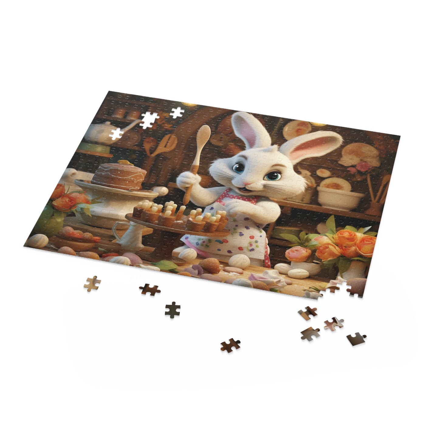 Ms. Easter Bunny Cooking Puzzle, Easter Bunny Jigsaw Puzzle (120, 252, 500-Piece) Family Puzzles, Kids Puzzle, Easter Gifts, Easter Decor