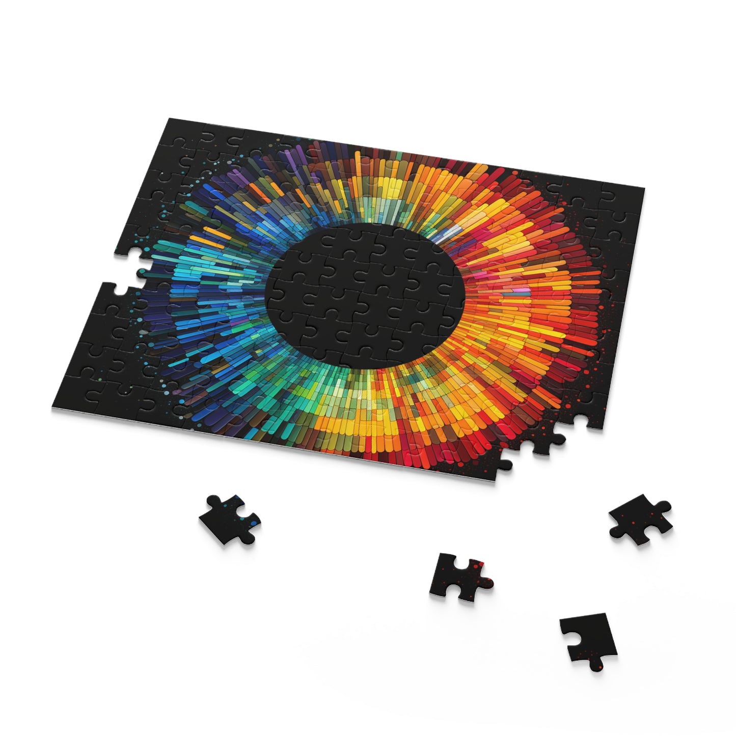 Colorful Circular Puzzle with Artistic Color Palette, Mindful Entertainment, Unique Circular Jigsaw Puzzle with Color Palette Design, Family