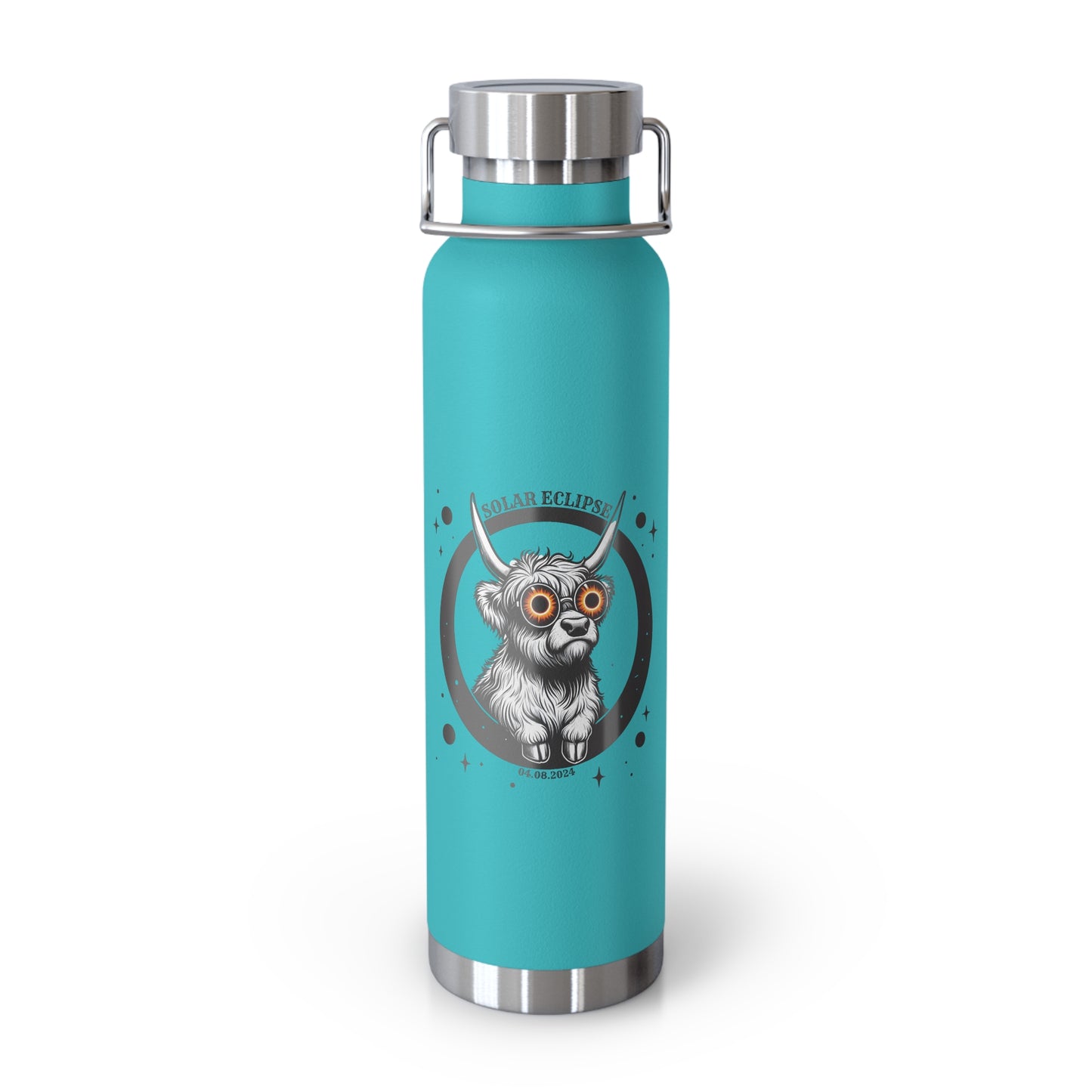 Scottish Highland Cow Retro Copper Drink Bottle, 22oz - Insulated Travel Flask, Vintage Style Highland Cow Copper Bottle