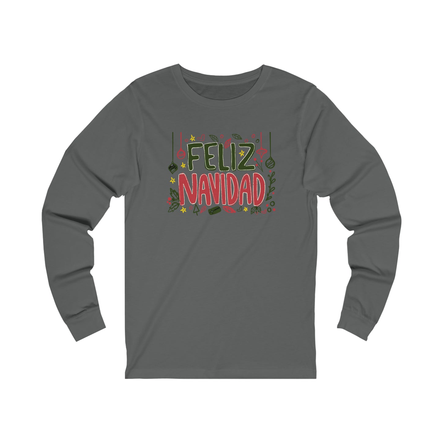 Feliz Navidad Long Sleeve Shirt, Merry Christmas Long Sleeve Shirt, Navideño Tees, Spanish Xmas Shirt, Feliz Navidad tee, Xmas Gift Idea