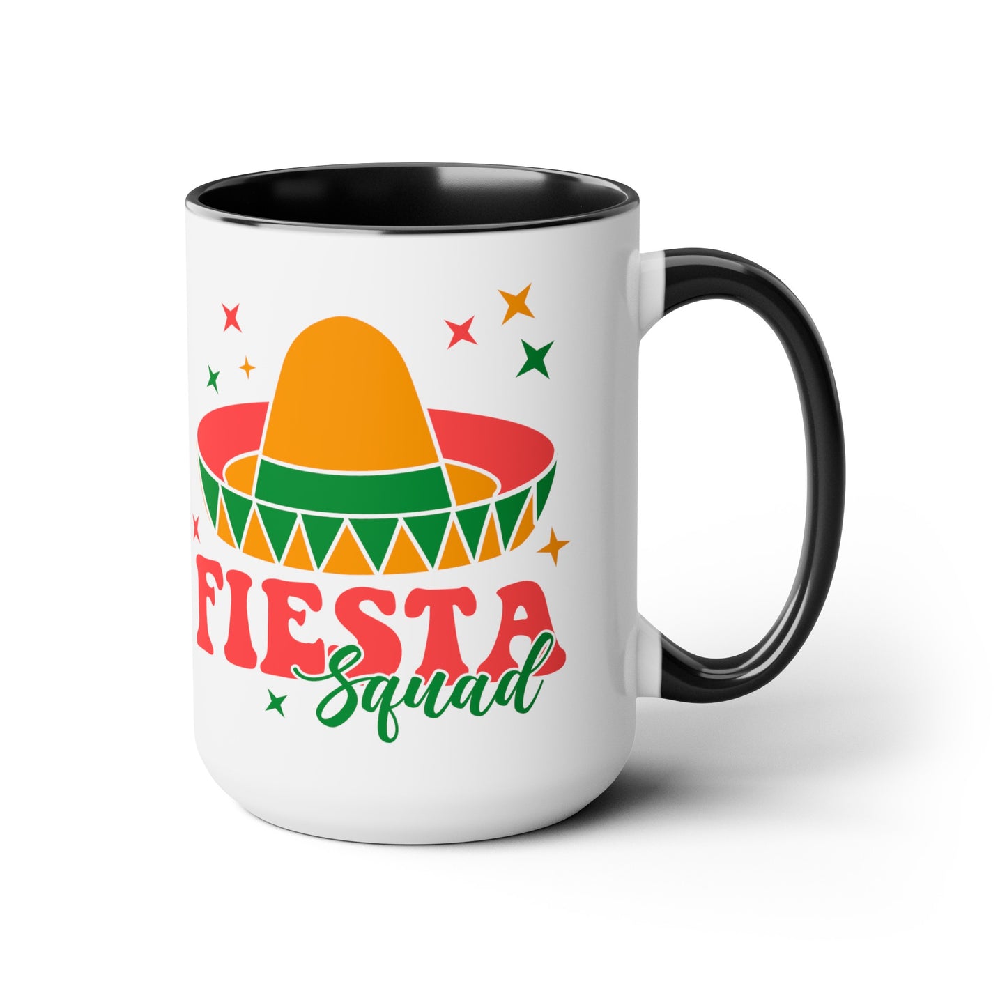 Fiesta Squad Must-Have: Vibrant 15 oz Mug for Festive Gatherings, Fiesta Squad Fun, Colorful 15 oz Mug for Cinco de Mayo Parties