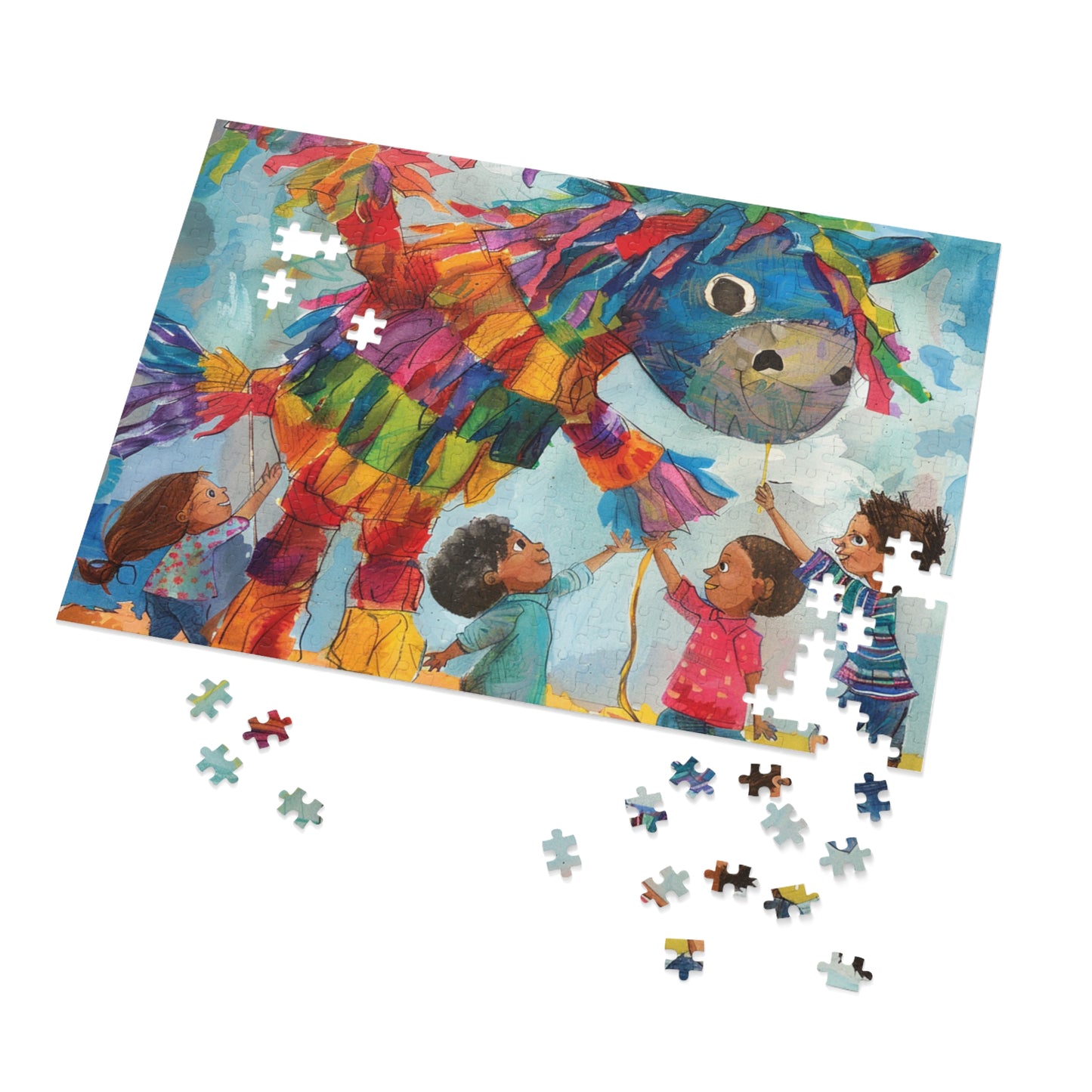 Interactive Children's Pinata Puzzle, Playful Party Game (30, 110, 252, 500,1000-Piece),Colorful Kids Playing with Pinata Puzzle, Fun Party