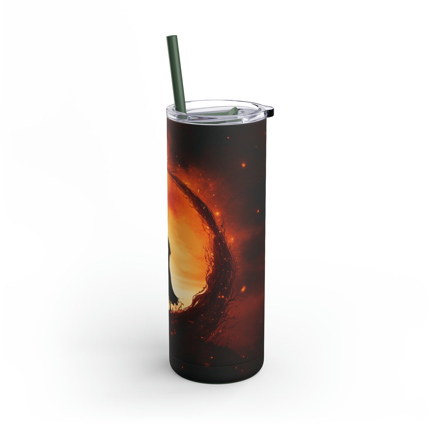 Romantic Eclipse Bliss: Two Lovers Embracing on a 20 oz. Tumbler, Celestial Love Maars Maker Skinny Matte Tumbler, 20oz