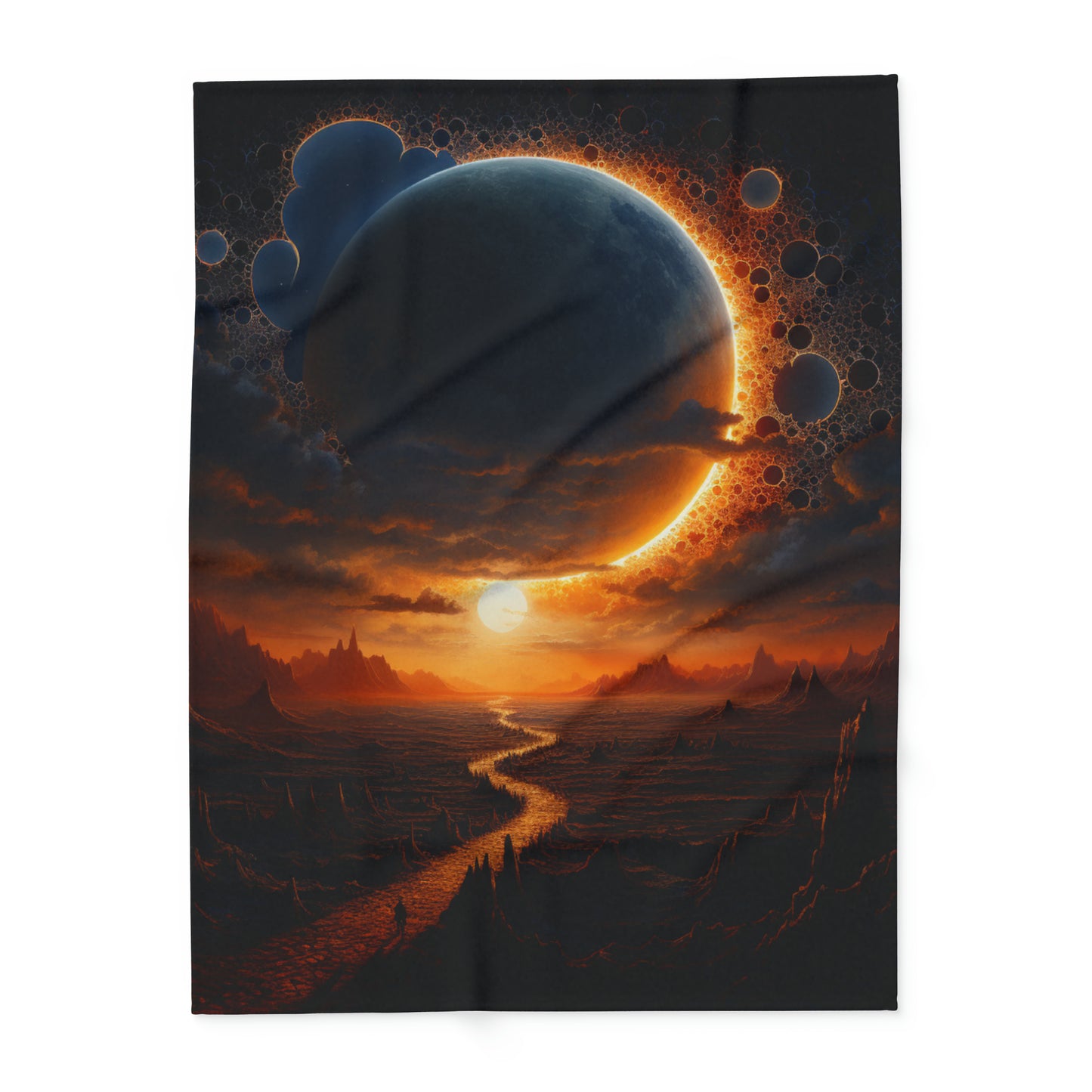 Stellar Eclipse Fleece Blanket: Explore the Galaxy with the Sun and Moon as Your Guide, Artic Fleece Blanket