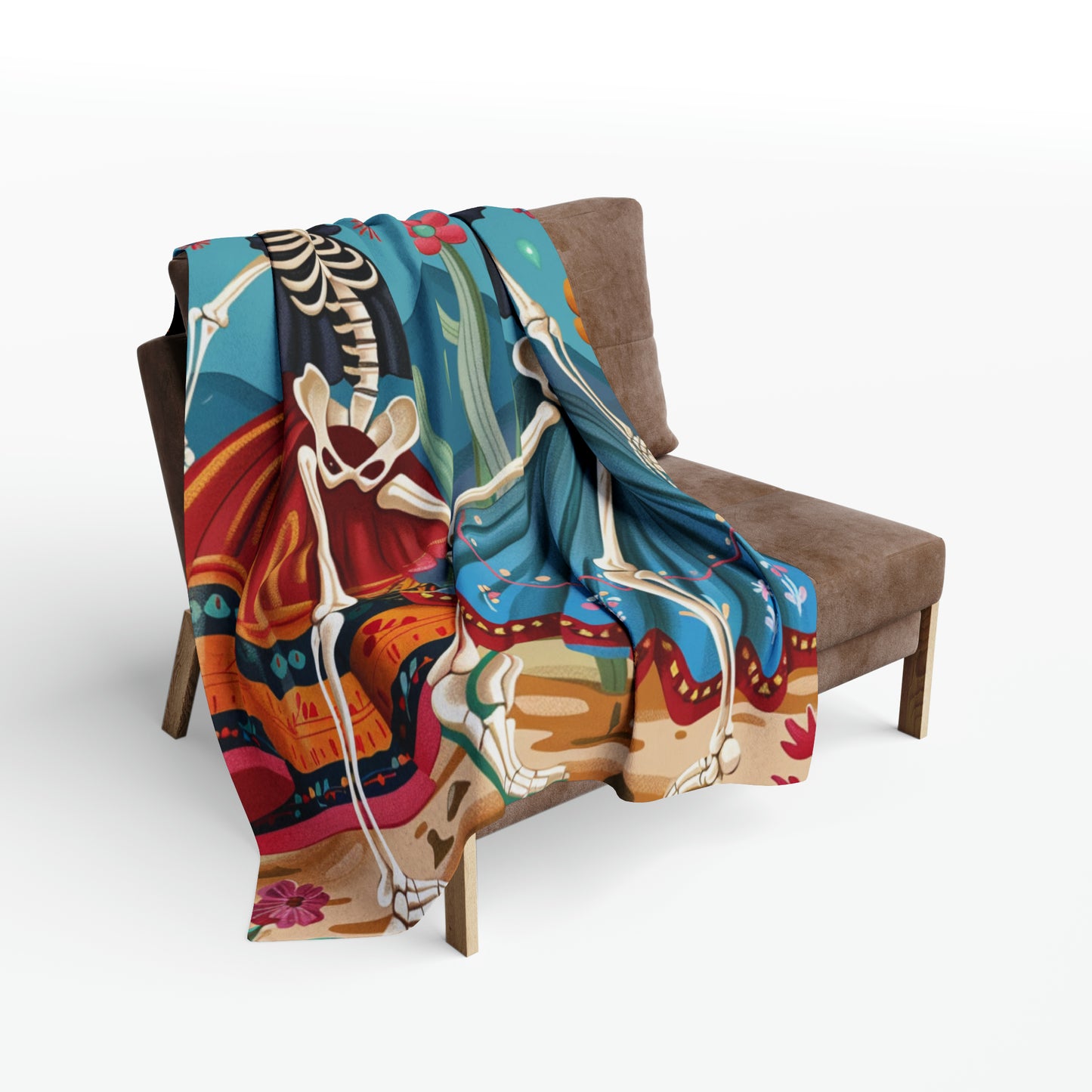 Colorful Skeletons Celebration Fleece Blanket - Perfect for Cinco de Mayo & Day of the Dead, Colorful Skeletons Celebration blanket