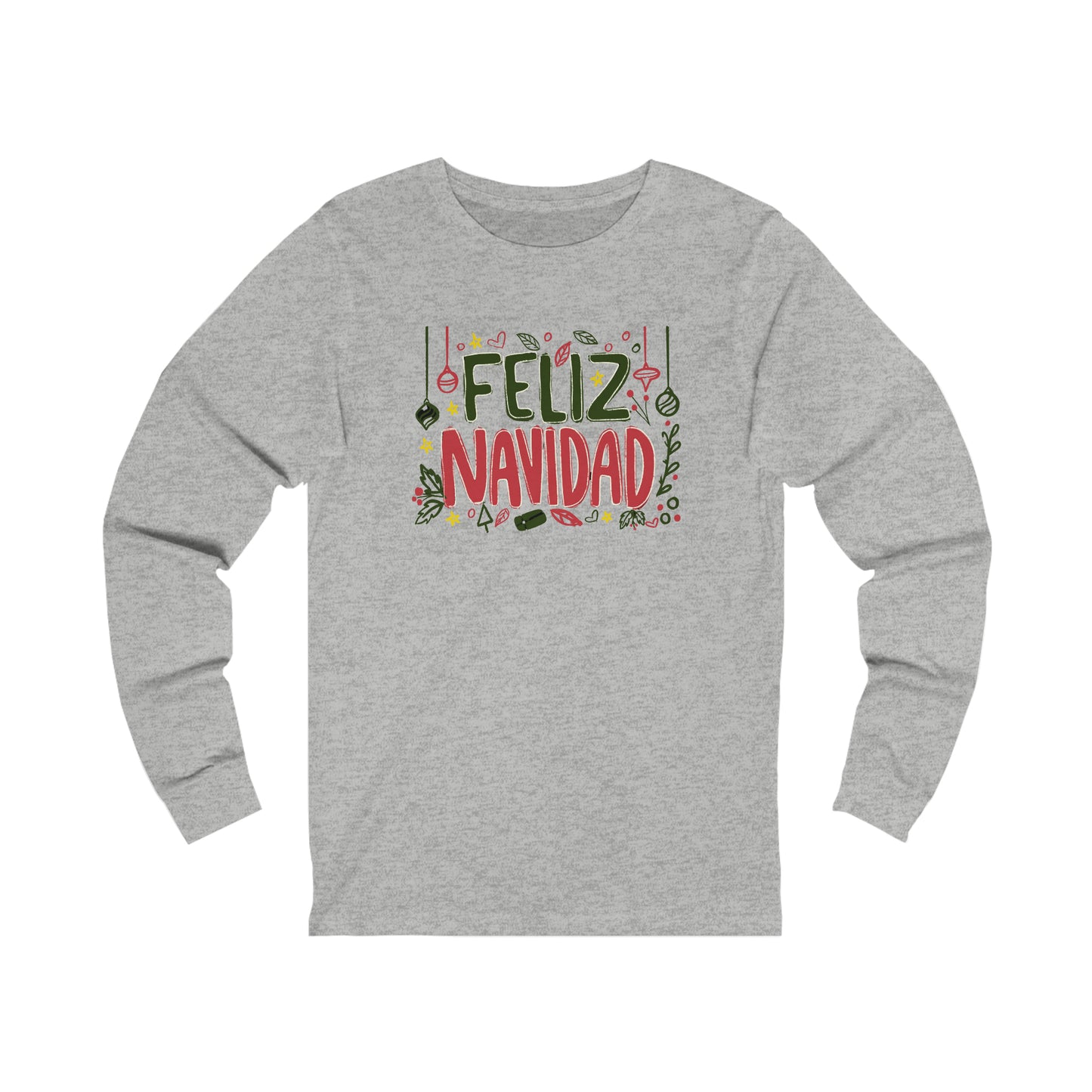 Feliz Navidad Long Sleeve Shirt, Merry Christmas Long Sleeve Shirt, Navideño Tees, Spanish Xmas Shirt, Feliz Navidad tee, Xmas Gift Idea