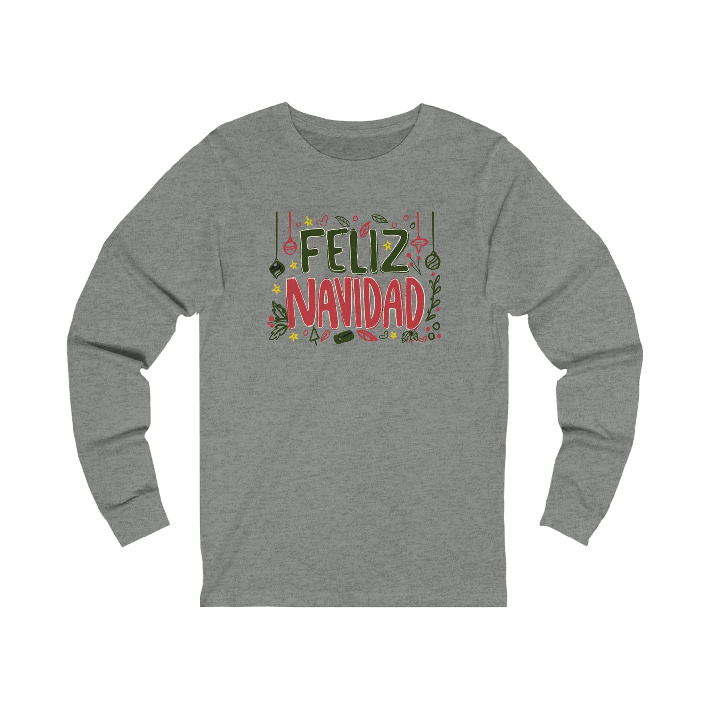 Feliz Navidad Long Sleeve Shirt, Merry Christmas Long Sleeve Shirt, Navideño Tees, Spanish Xmas Shirt, Feliz Navidad tee, Xmas Gift Idea