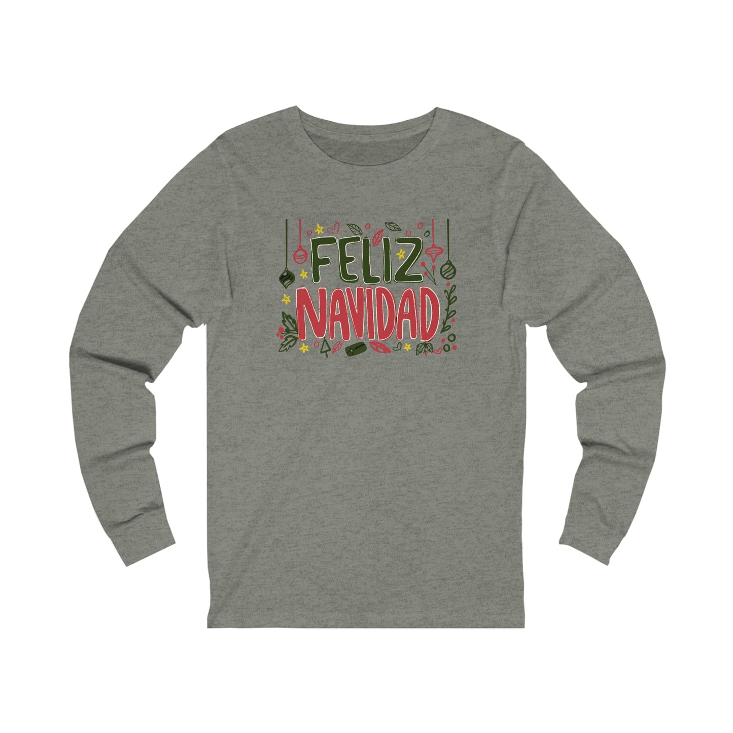 Feliz Navidad Long Sleeve Shirt, Merry Christmas Long Sleeve Shirt, Navideño Tees, Spanish Xmas Shirt, Feliz Navidad tee, Xmas Gift Idea