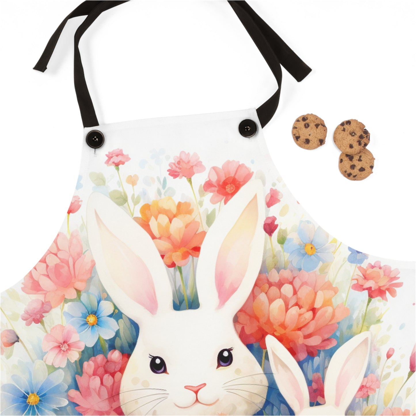 Adorable Floral Bunnies Easter Apron - Perfect for Baking and Cooking, Elegant Floral Bunnies Easter Apron -Seasonal Gift for Her Apron