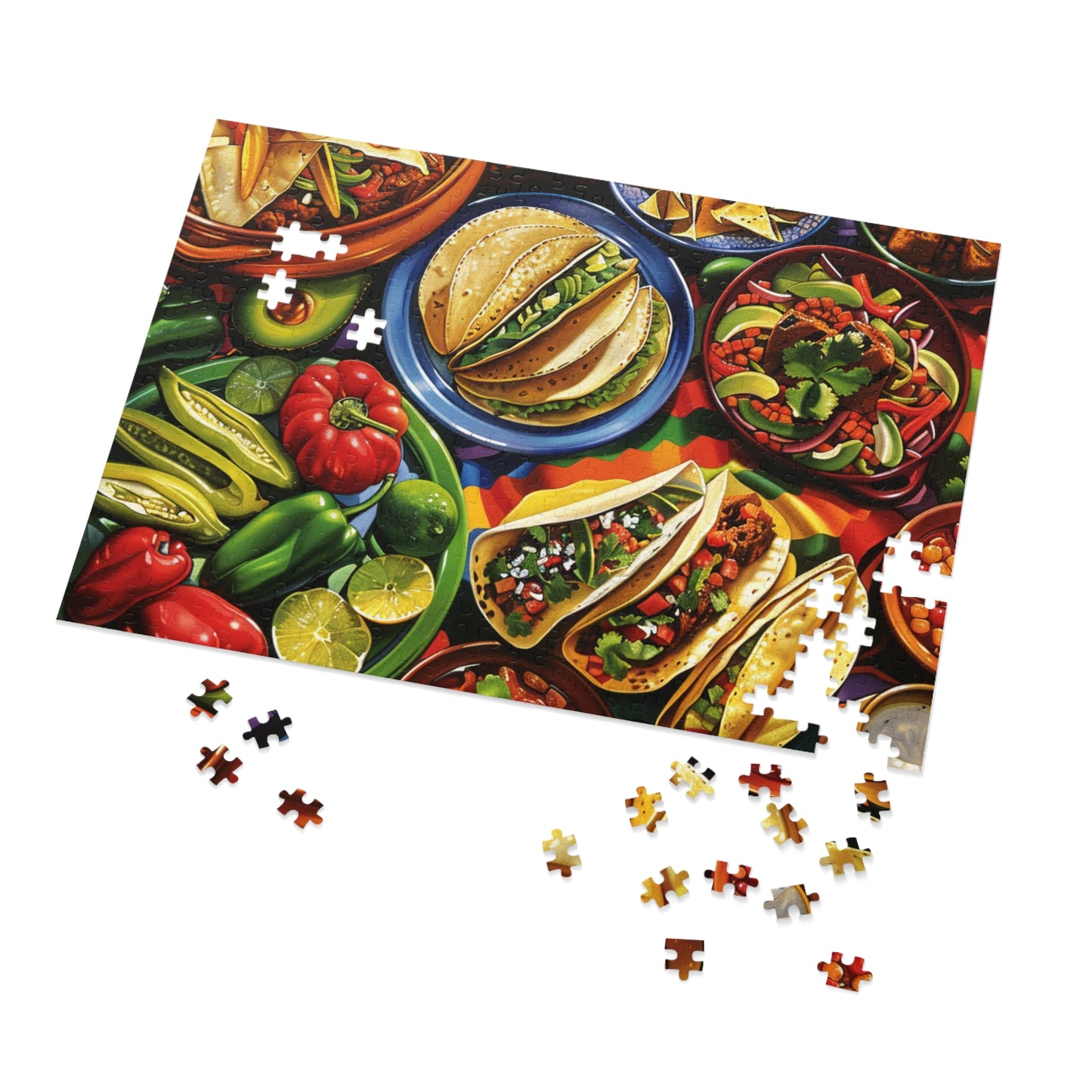 Celebrate with a Fun Mexican Food Spread Puzzle - Great for Fiesta Parties! (30, 110, 252, 500,1000-Piece)Delicious Mexican Food Spread