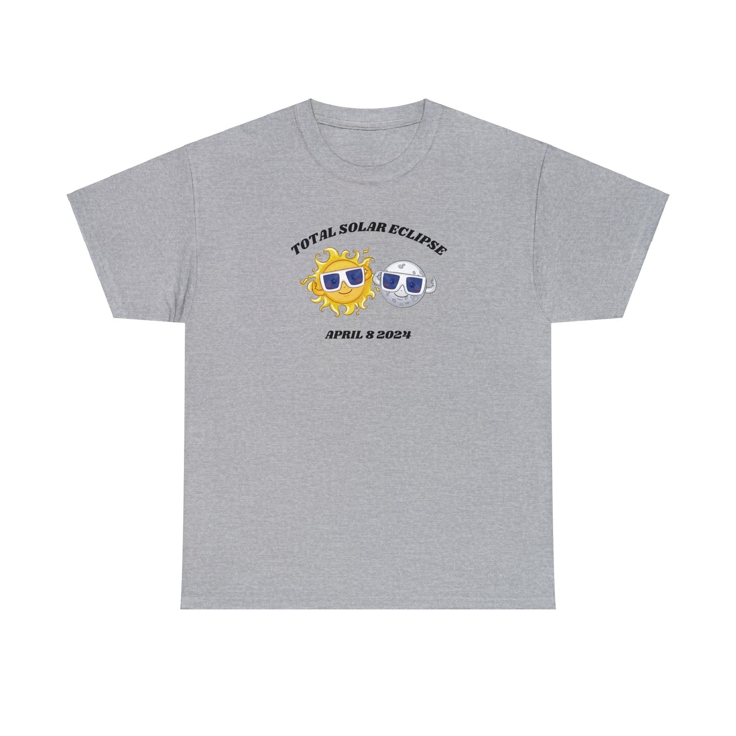 Solar-Glasses and Celestial Vibes: Sun and Moon Solar Eclipse T-Shirt for Stargazers, Unisex Heavy Cotton Tee