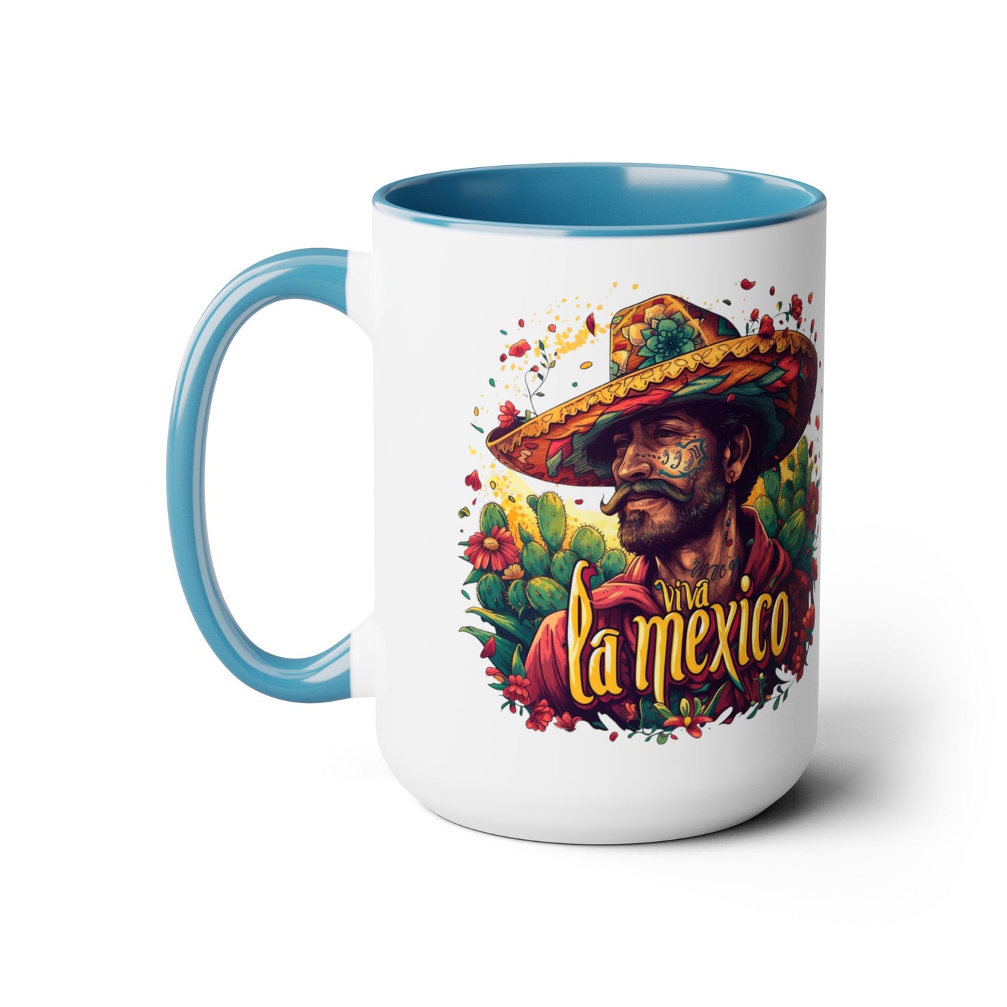 Mexican Fiesta Viva la Mexico 15 oz Mug - Colorful Pottery Coffee Mug, Viva la Mexico 15 oz Mug - Colorful Mexican-Inspired Coffee Cup