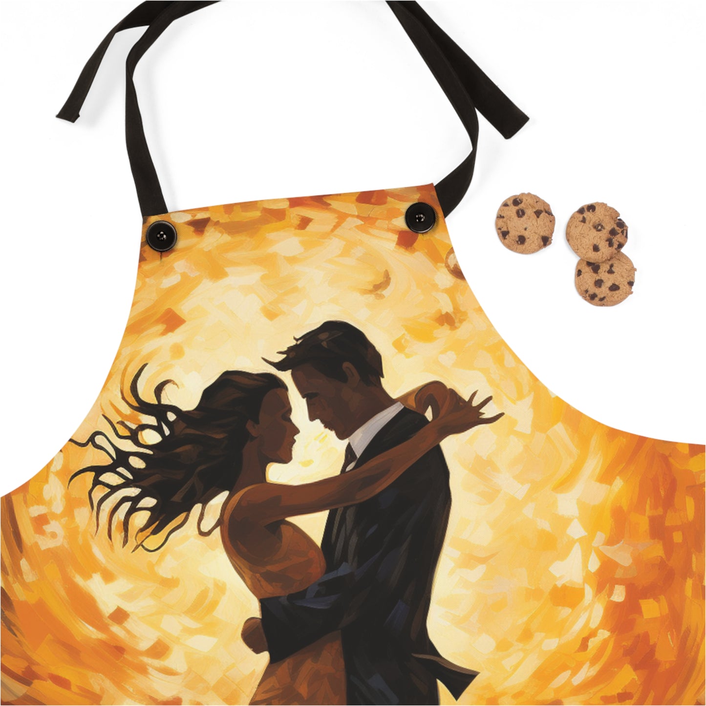 Romantic Two Lovers Dancing in Fiery Background Apron - Perfect Gift for Couples Apron (AOP)