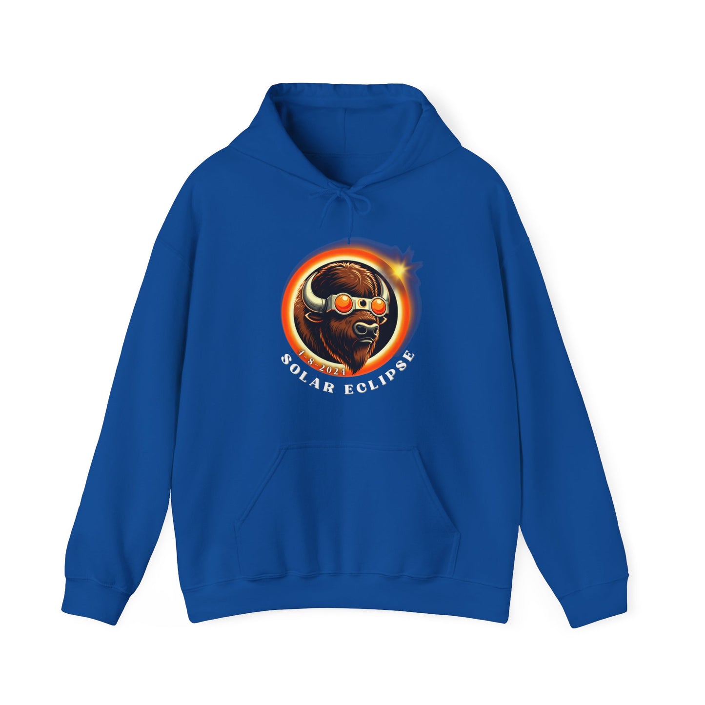 Cool Buffalo in Sunglasses Eclipse Hoodie - Unique Wildlife Fashion Apparel, American Buffalo Eclipse Style Hooded Sweatshirt -Fun Animal Lover Gift