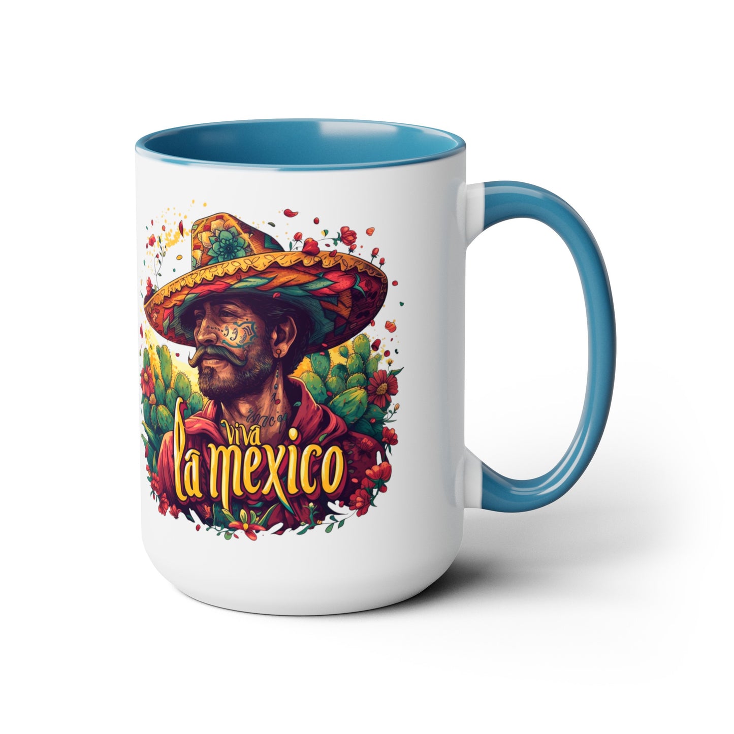 Mexican Fiesta Viva la Mexico 15 oz Mug - Colorful Pottery Coffee Mug, Viva la Mexico 15 oz Mug - Colorful Mexican-Inspired Coffee Cup