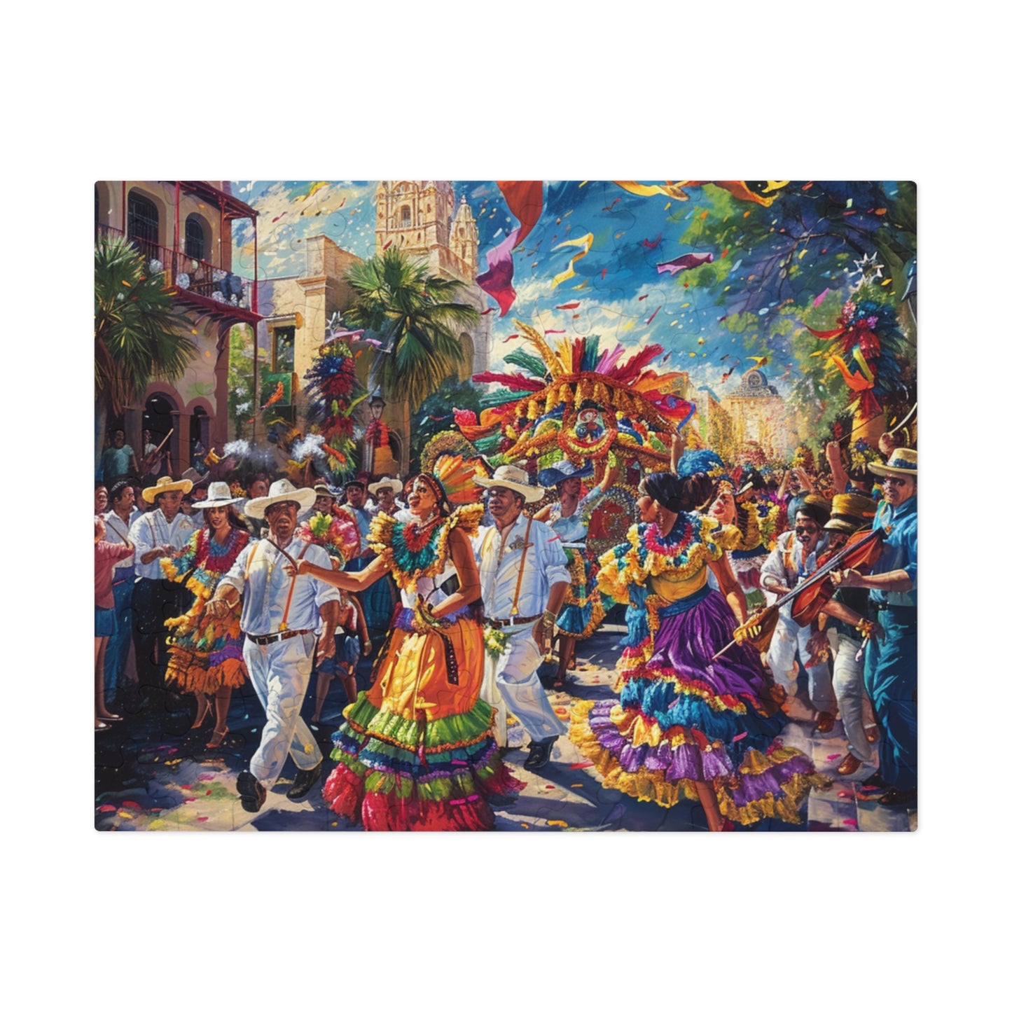 Vibrant Day of the Dead Puzzle - Festive Parade Scene for Mindful Relaxation (30, 110, 252, 500,1000-Piece),Fiesta Parade Puzzle for Family