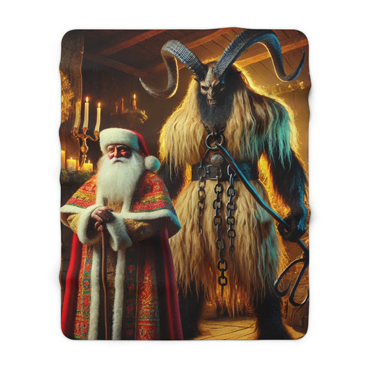 Krampus and St. Nicholas Woven Throw Blanket, A Dark and Festive Holiday Accent