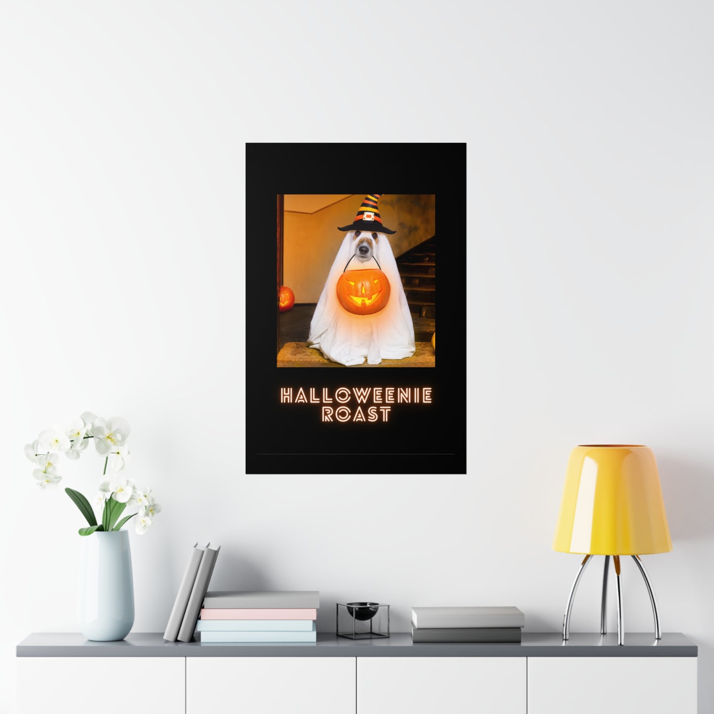 Holloweenie Roast - Halloween Poster - Halloween Wall Decor - Halloween Wall Art - Halloween Dog