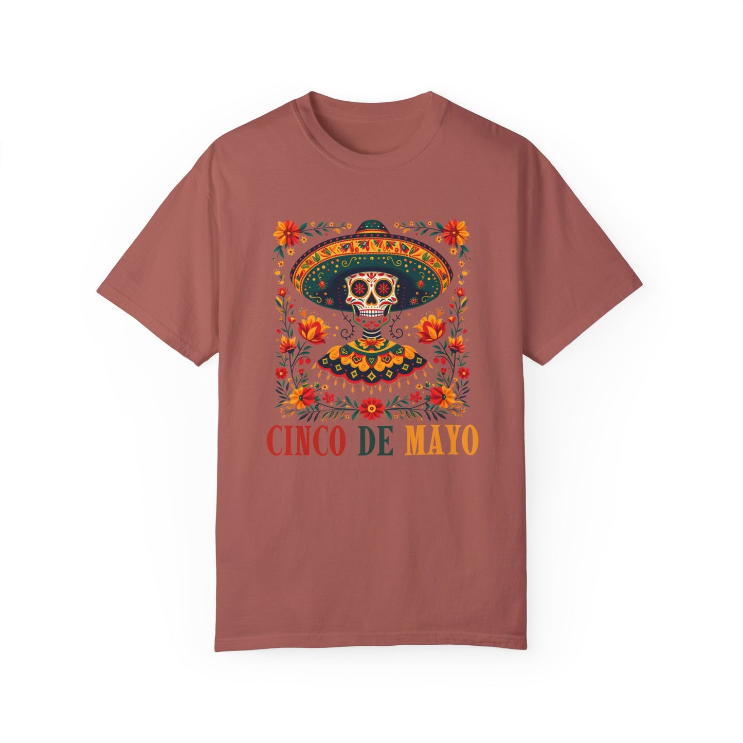 Decorated Skull Sombrero Tee: Colorful Cinco de Mayo Shirt for Party Fun, Cinco de Mayo Shirt, Festive Skull Sombrero Tee for Mexican Fiesta