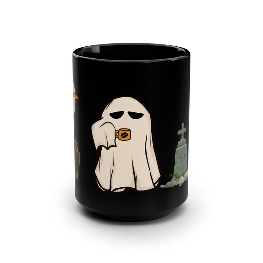 Halloween Black Mug - Coffee Mug - Funny Coffee Mug - Ghost Coffee Mug - Sarcastic Coffeee Mug - Ceramic Mug -15oz