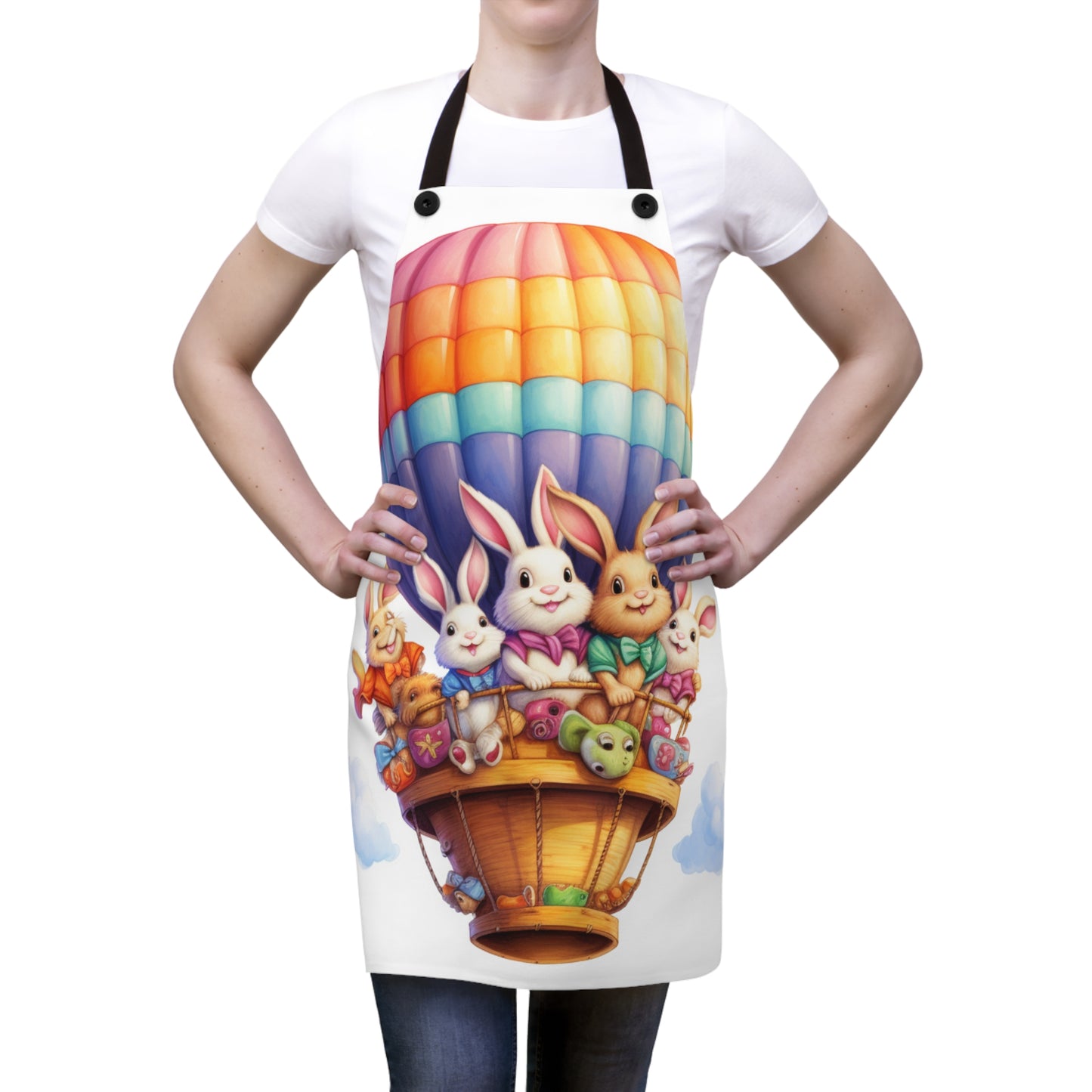 Easter Bunny Bliss: Hot Air Balloon Apron with a Cute Bunny Twist - Ideal for Easter Festivities Apron (AOP)