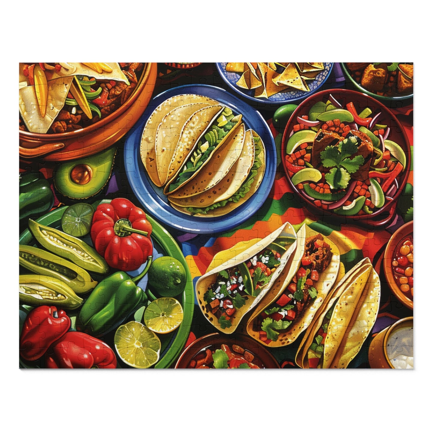 Celebrate with a Fun Mexican Food Spread Puzzle - Great for Fiesta Parties! (30, 110, 252, 500,1000-Piece)Delicious Mexican Food Spread