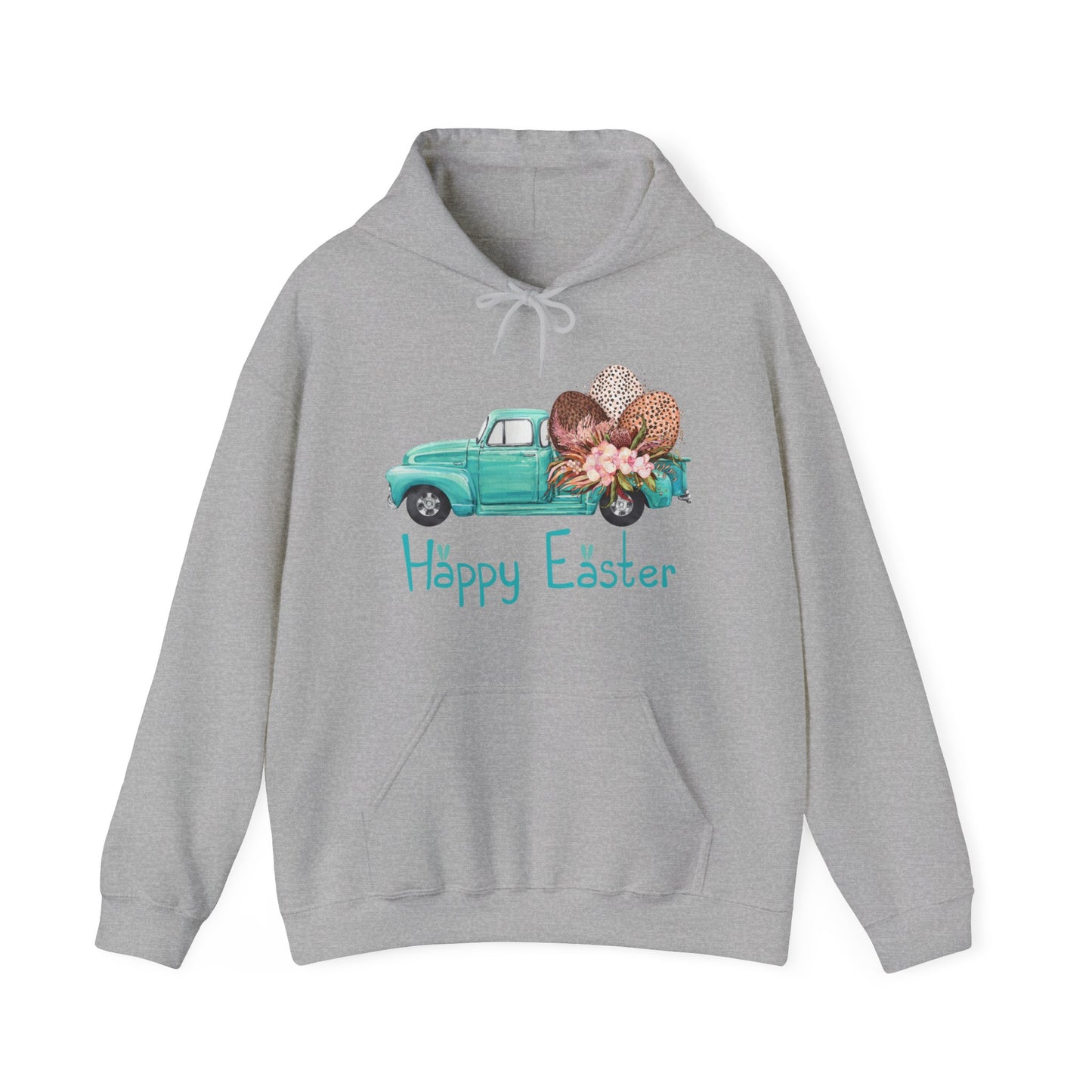 Happy Easter Vintage Truck Hooded Sweatshirt, Vintage Truck Easter, Womens Easter Sweater, Pink Easter Truck Sweater, Funny Easter Day Gift, Easter Day Apparel