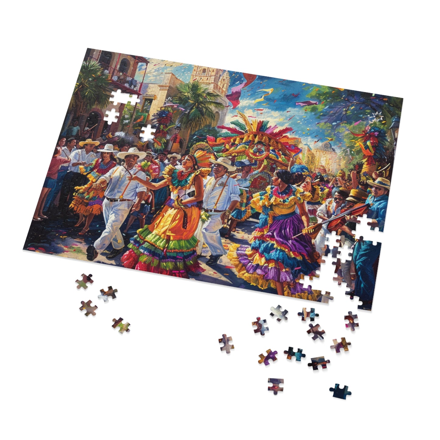 Vibrant Day of the Dead Puzzle - Festive Parade Scene for Mindful Relaxation (30, 110, 252, 500,1000-Piece),Fiesta Parade Puzzle for Family