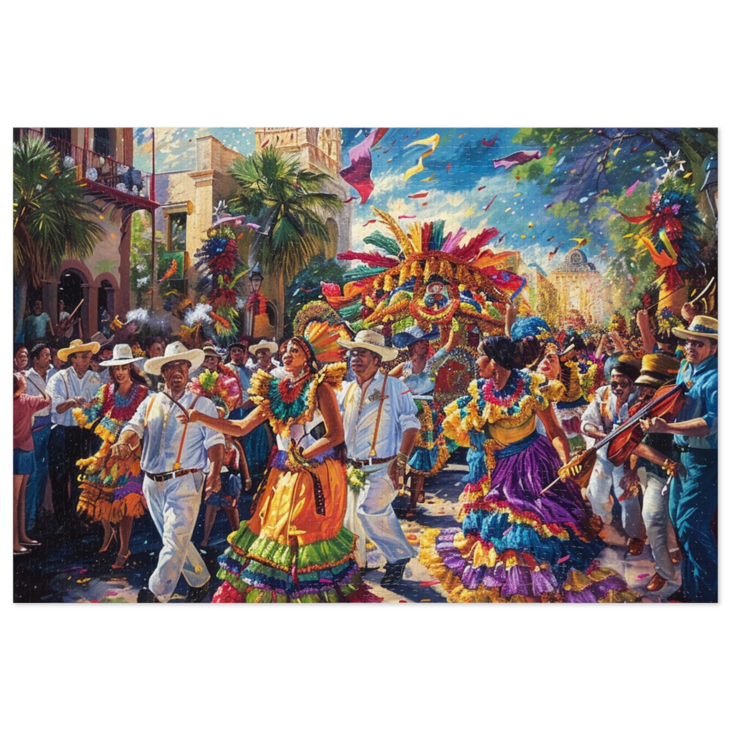 Vibrant Day of the Dead Puzzle - Festive Parade Scene for Mindful Relaxation (30, 110, 252, 500,1000-Piece),Fiesta Parade Puzzle for Family