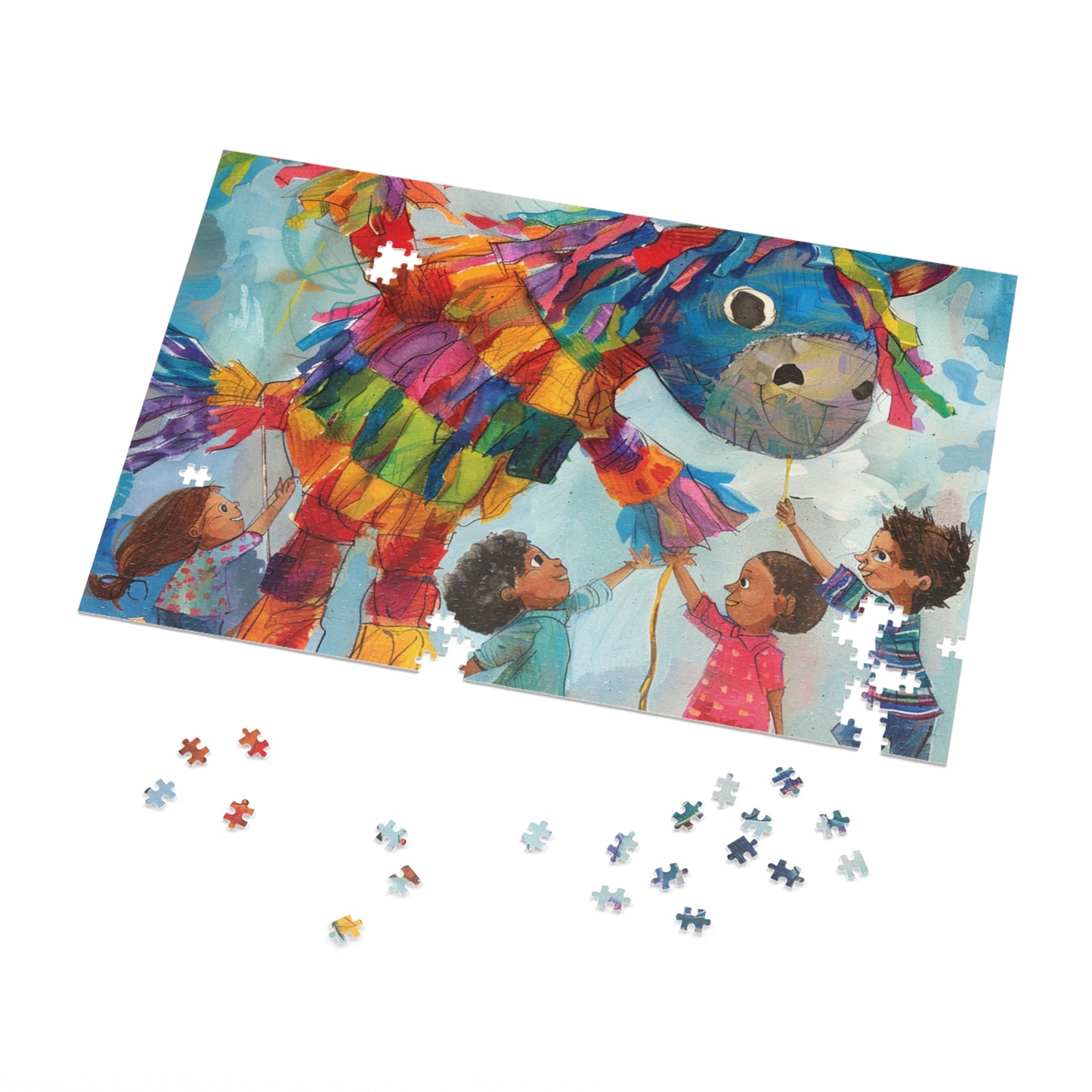 Interactive Children's Pinata Puzzle, Playful Party Game (30, 110, 252, 500,1000-Piece),Colorful Kids Playing with Pinata Puzzle, Fun Party