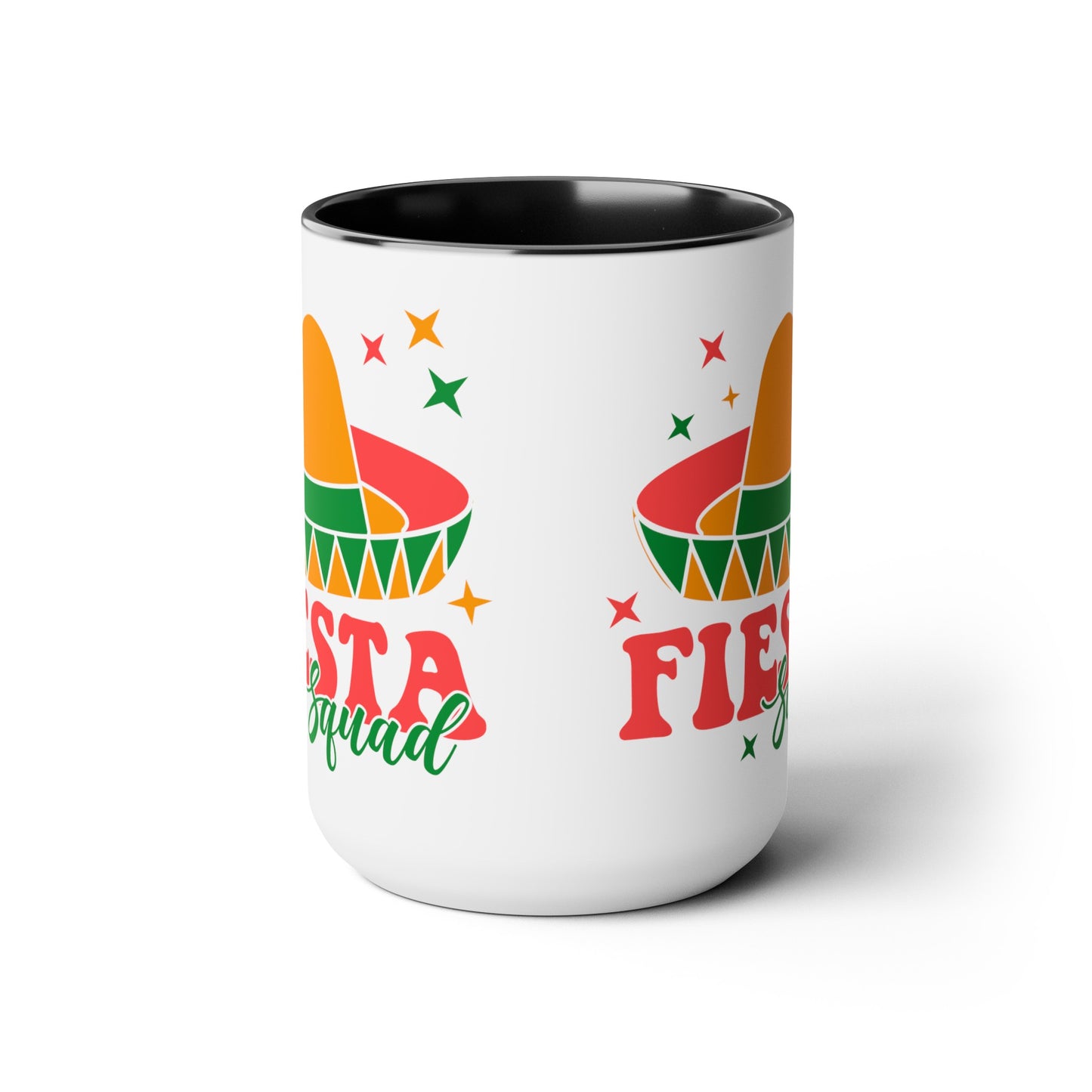 Fiesta Squad Must-Have: Vibrant 15 oz Mug for Festive Gatherings, Fiesta Squad Fun, Colorful 15 oz Mug for Cinco de Mayo Parties