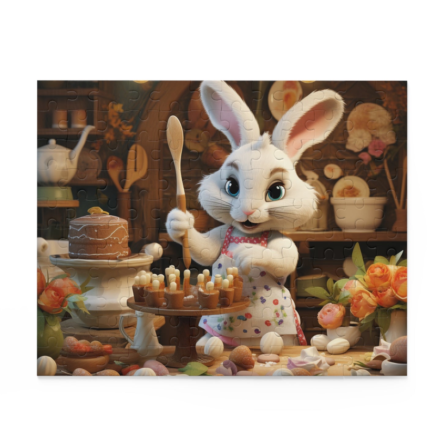 Ms. Easter Bunny Cooking Puzzle, Easter Bunny Jigsaw Puzzle (120, 252, 500-Piece) Family Puzzles, Kids Puzzle, Easter Gifts, Easter Decor