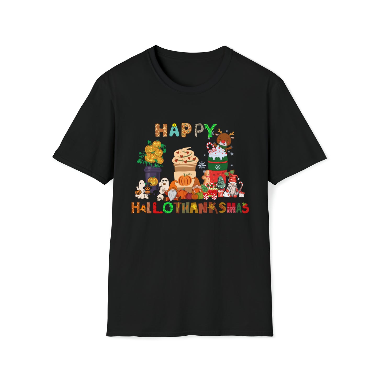 Halloween Thanksgiving Christmas Shirt, Happy HalloThanksMas Sweatshirts, Happy Hallothanksmas Shirts, Funny Halloween Shirt, Christmas