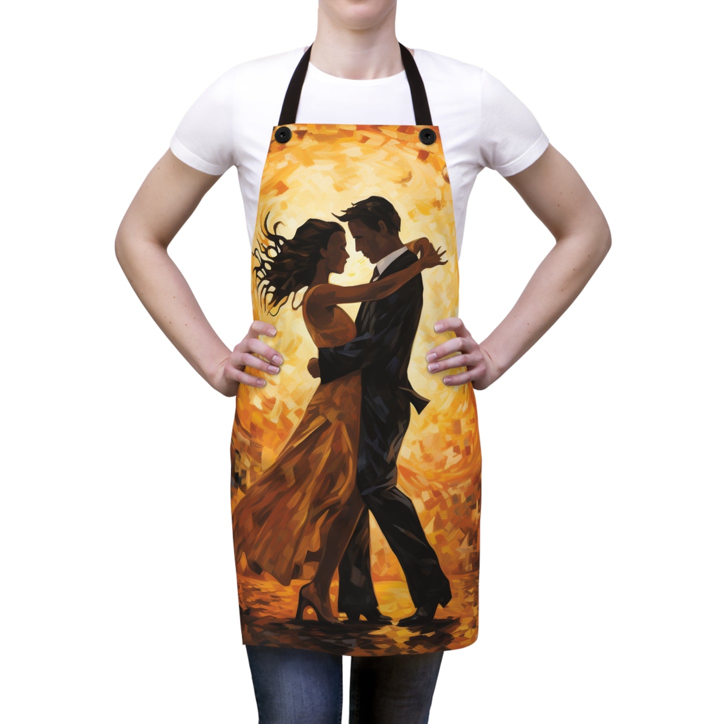 Romantic Two Lovers Dancing in Fiery Background Apron - Perfect Gift for Couples Apron (AOP)