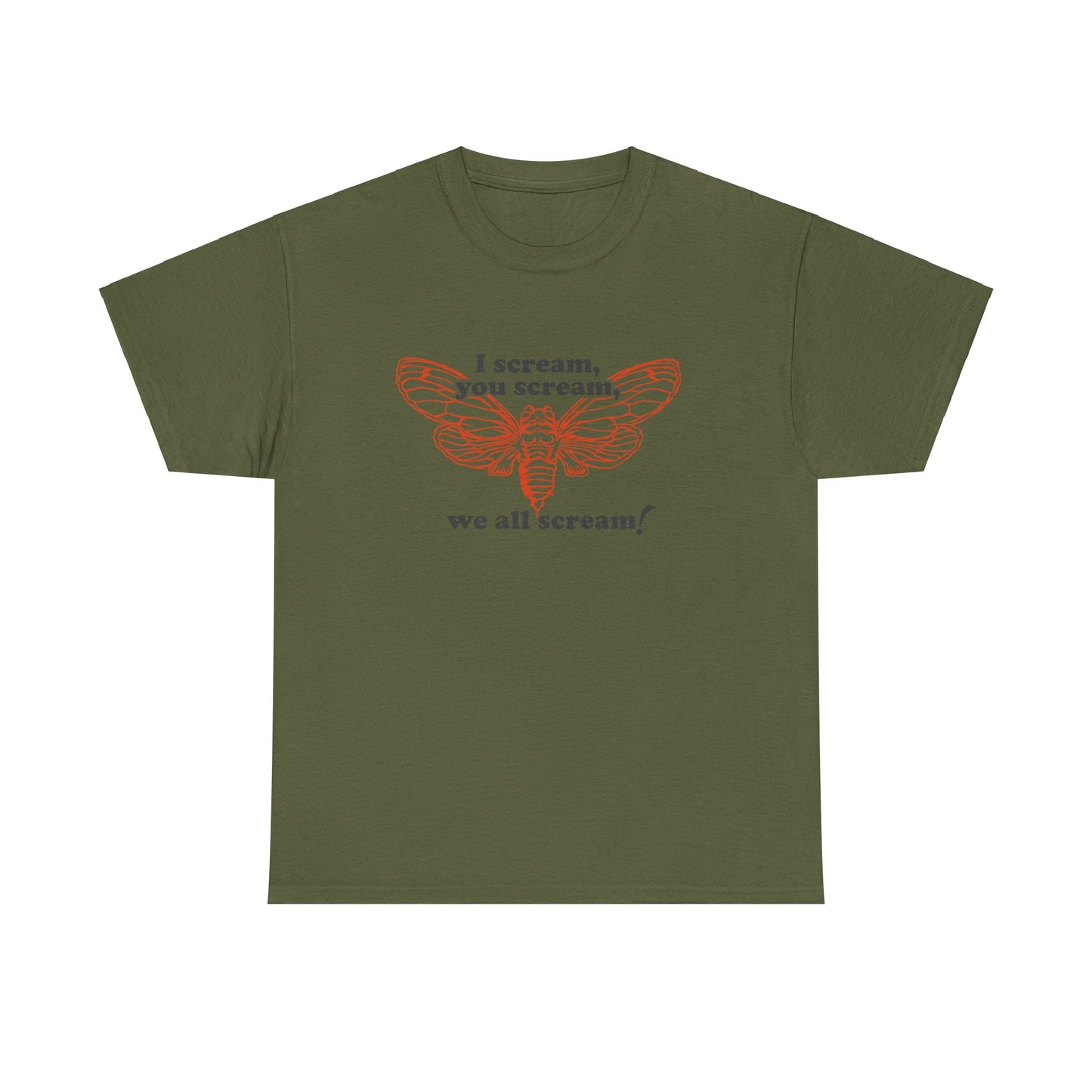 I Scream, You Scream, We All Scream! Fun Cicada Tshirt for Nature Lovers, Vintage Style Cicada Tshirt 'I Scream, You Scream, We All Scream'