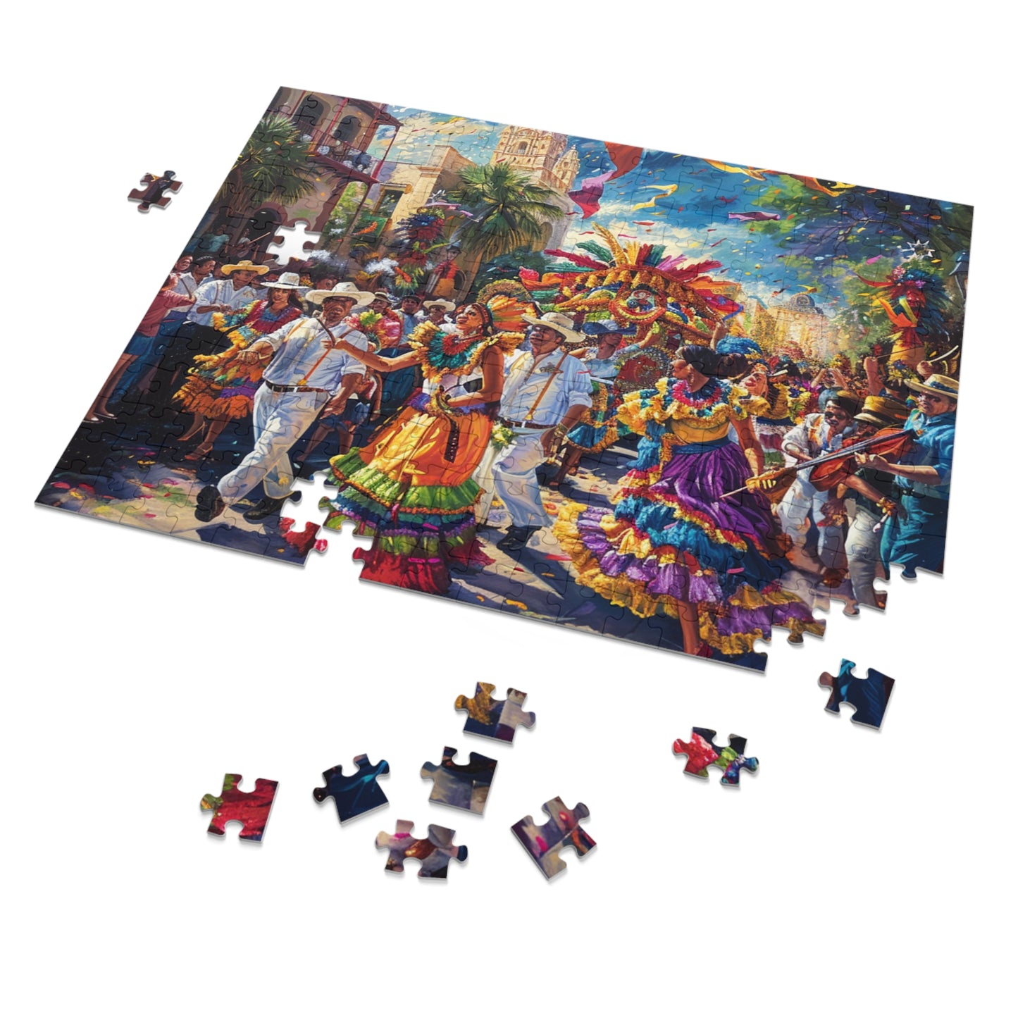 Vibrant Day of the Dead Puzzle - Festive Parade Scene for Mindful Relaxation (30, 110, 252, 500,1000-Piece),Fiesta Parade Puzzle for Family