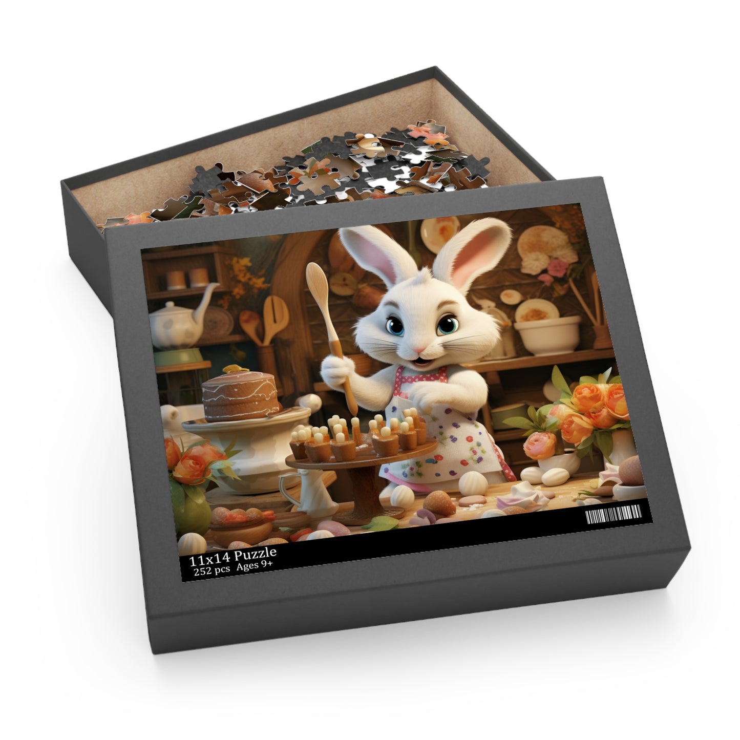 Ms. Easter Bunny Cooking Puzzle, Easter Bunny Jigsaw Puzzle (120, 252, 500-Piece) Family Puzzles, Kids Puzzle, Easter Gifts, Easter Decor