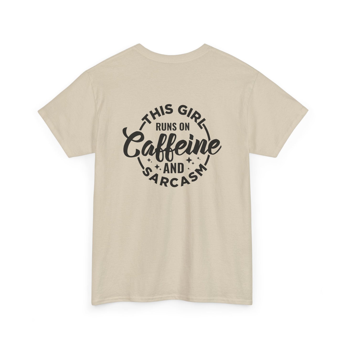 Coffee Lover Gift: This Girl Runs on Caffeine and Sarcasm Tshirt, Sassy Caffeine Addict Shirt - This Girl Runs on Caffeine and Sarcasm Tee