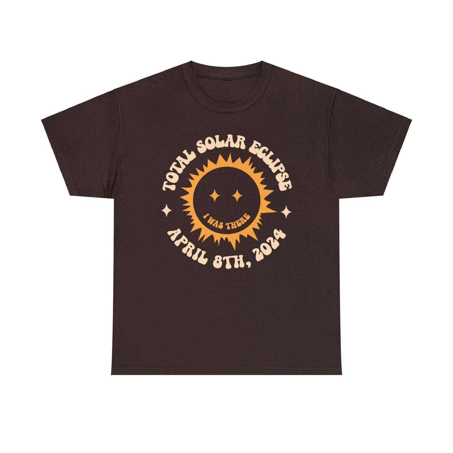 Total Solar Eclipse April 8 2024 Groovy T-shirt with Smiling Sun Design, Vintage-Inspired Total Solar Eclipse 2024 Tee with Eclipsed Sun