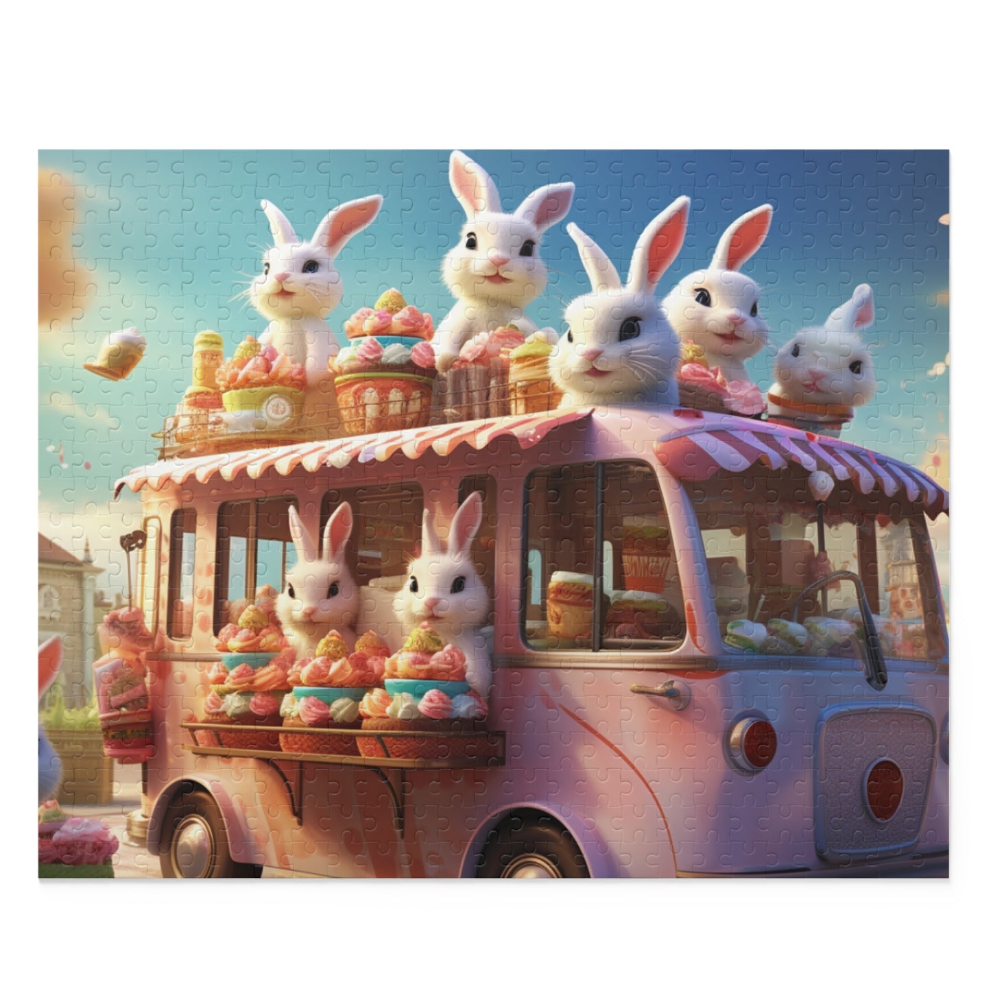 Easter Bunny Caravan Puzzle (120, 252, 500-Piece), Easter Eggs Bunny Jigsaw Puzzle,Family Puzzles,Puzzles for Kids,Easter Gifts,Easter Decor